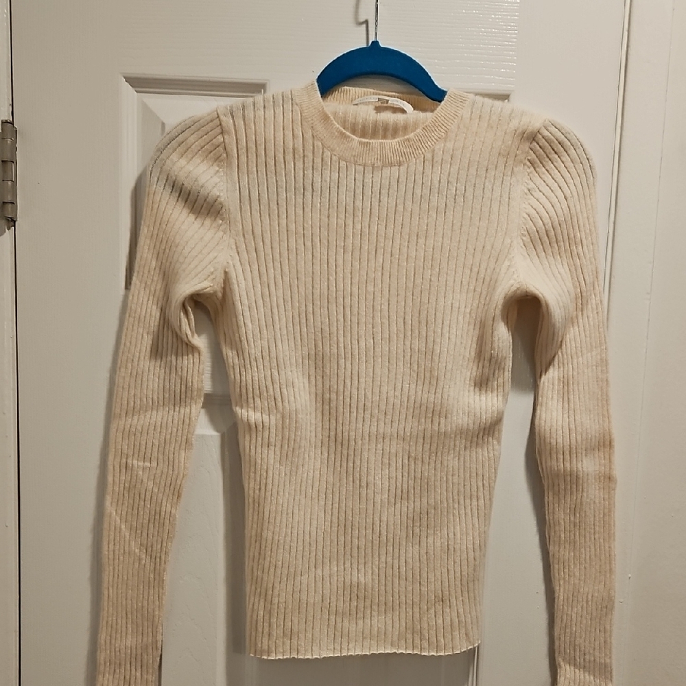 NakedCashmere Cream Ribbed Sweater